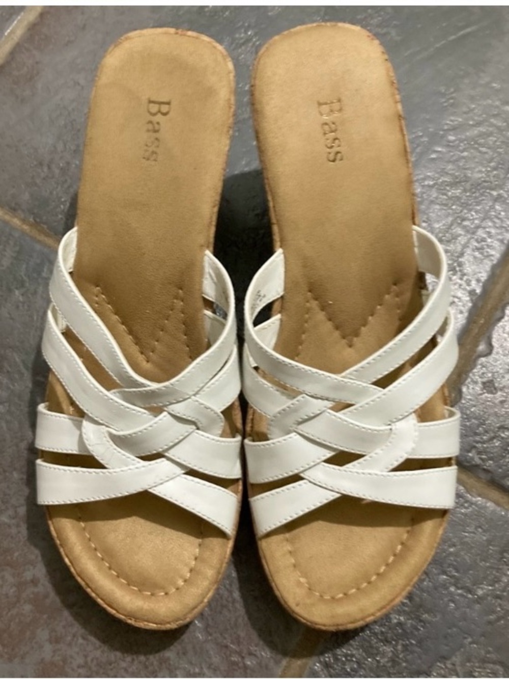 Bass Cork Crisscross Strap Wedge
Sandals. Size 9